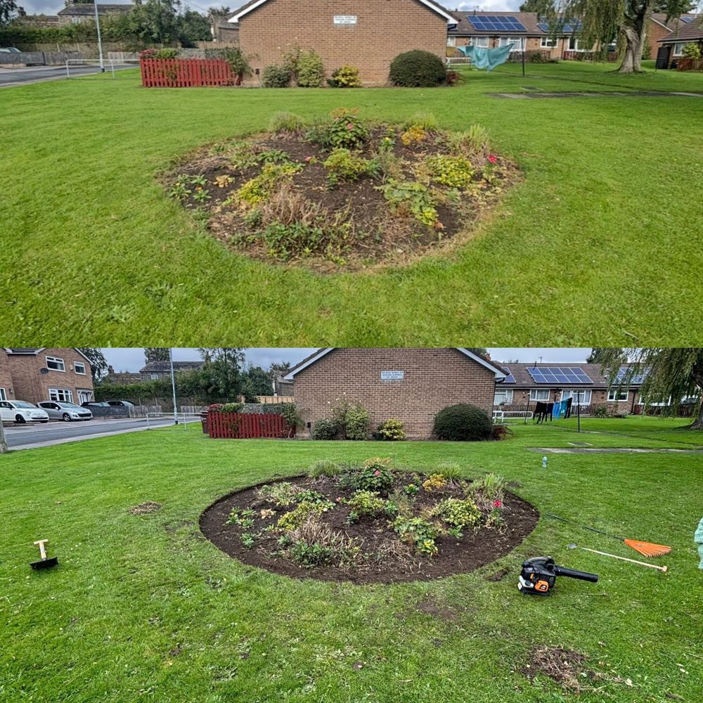 Flower bed before and after fresh edging